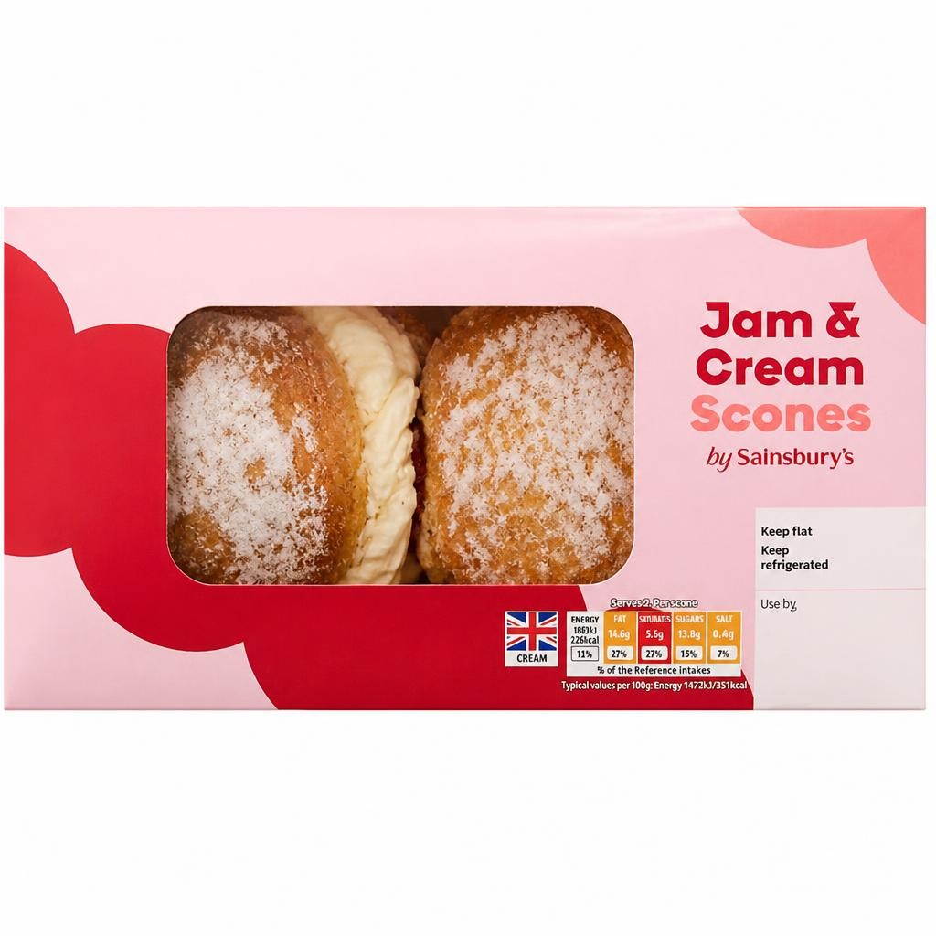 Sainsbury's Jam & Cream Scones, Summer Edition 2x60g