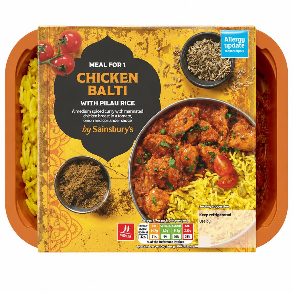Sainsbury's Indian Chicken Balti with Pilau Rice Ready Meal for 1 400g