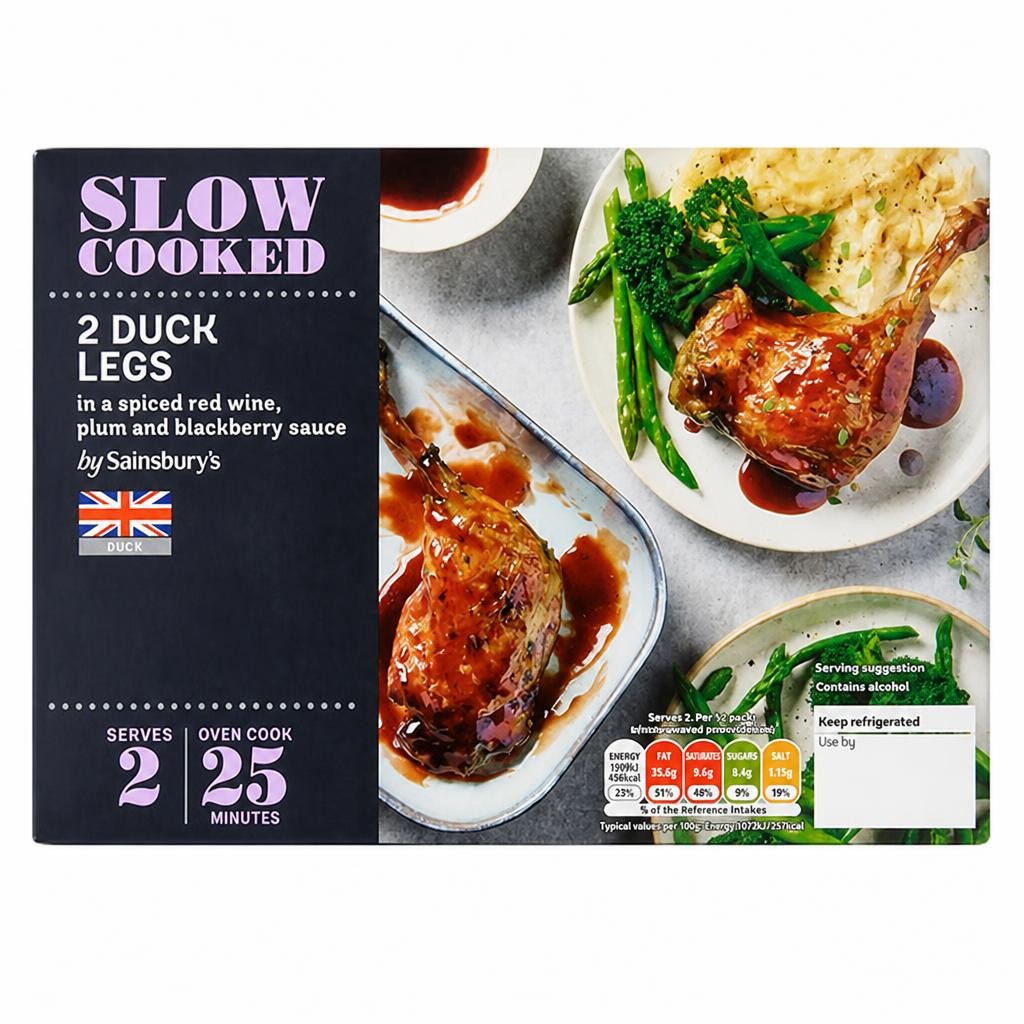 Sainsbury's Slow Cooked British Duck Legs with a Blackberry Sauce x2 440g