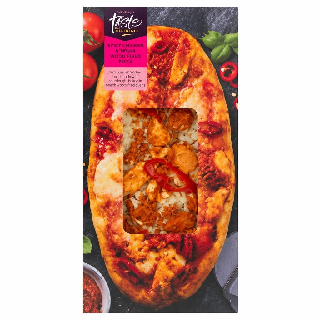 Sainsbury's Spicy Chicken & 'Nduja Wood Fired Pizza, Taste the Difference 230g