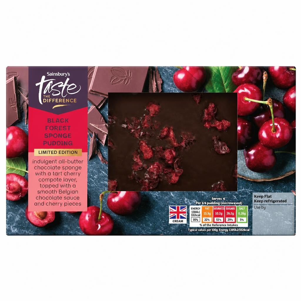 Sainsbury's Black Forest Sponge Pudding, Taste the Difference 400g