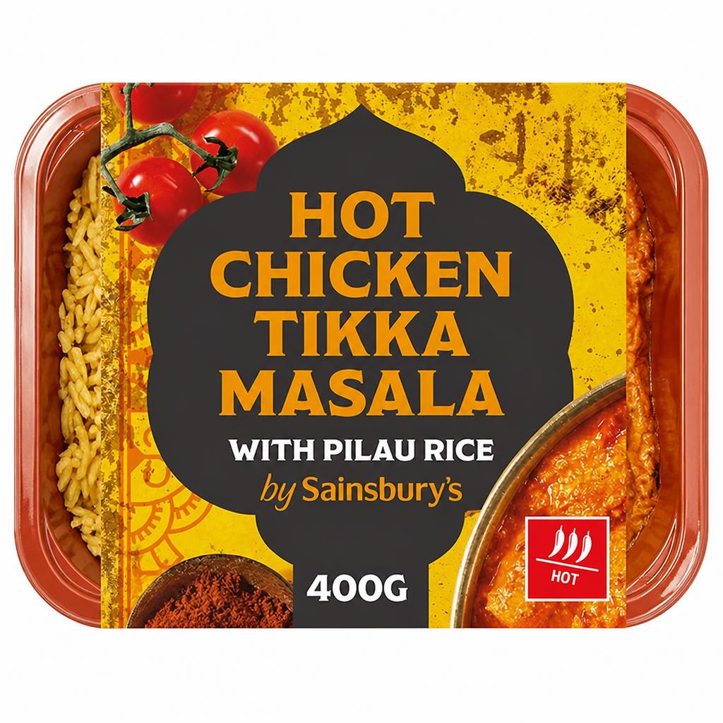 Sainsbury's Indian Hot Chicken Tikka Masala & Cumin Rice Ready Meal For 1 400g