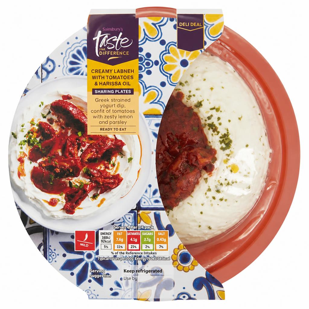 Sainsbury's 200g Creamy Labneh with Tomatoes & Harissa Oil Dip, Taste the Difference