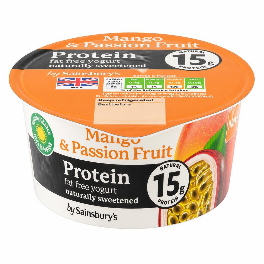 Sainsbury's Mango & Passion Fruit Protein Fat Free Yogurt 165g