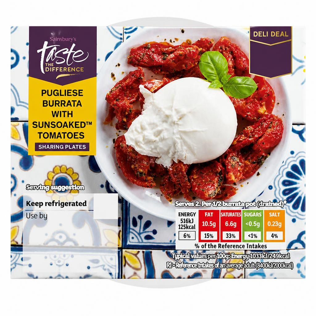 Sainsbury's Pugliese Burrata with Sunsoaked Tomatoes, Taste the Difference 340g