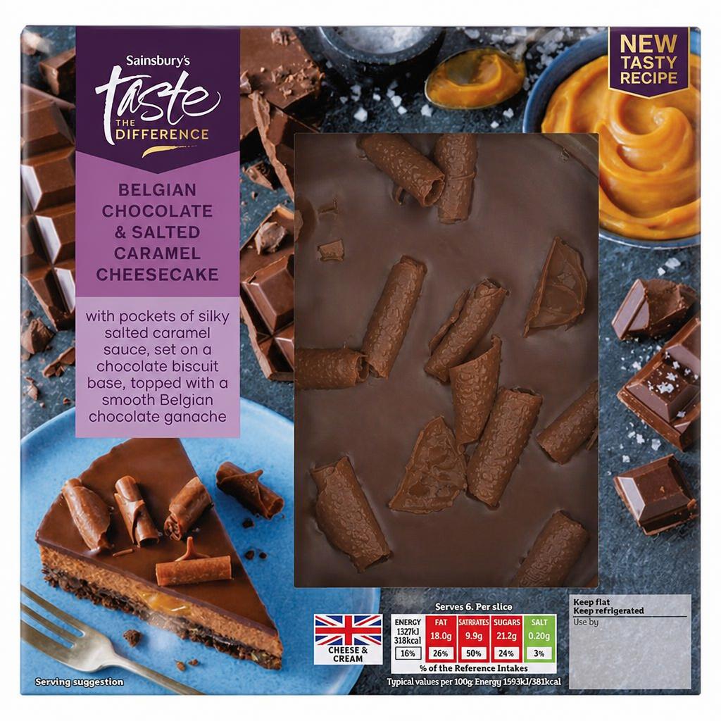 Sainsbury's Belgian Chocolate & Salted Caramel Cheesecake, Taste the Difference 500g