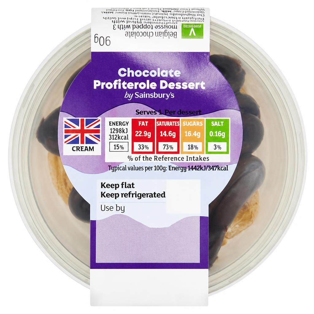 Sainsbury's Belgian Chocolate Profiterole Dessert 90g