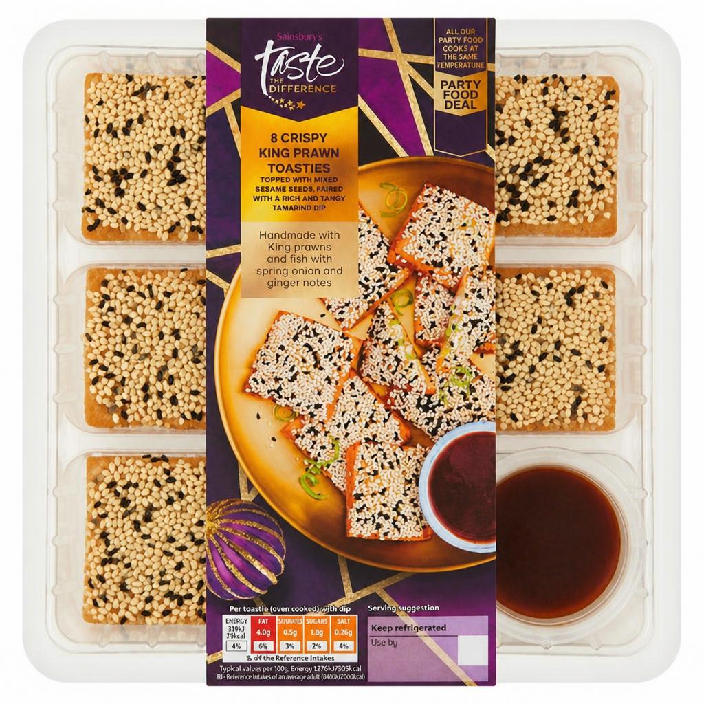 Sainsbury's Crispy King Prawn Toasties, Taste the Difference x8 222g