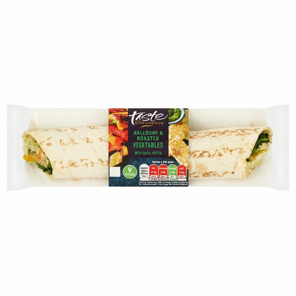 Sainsbury's Halloumi & Roast Vegetable with Basil Pesto Wrap, Taste the Difference