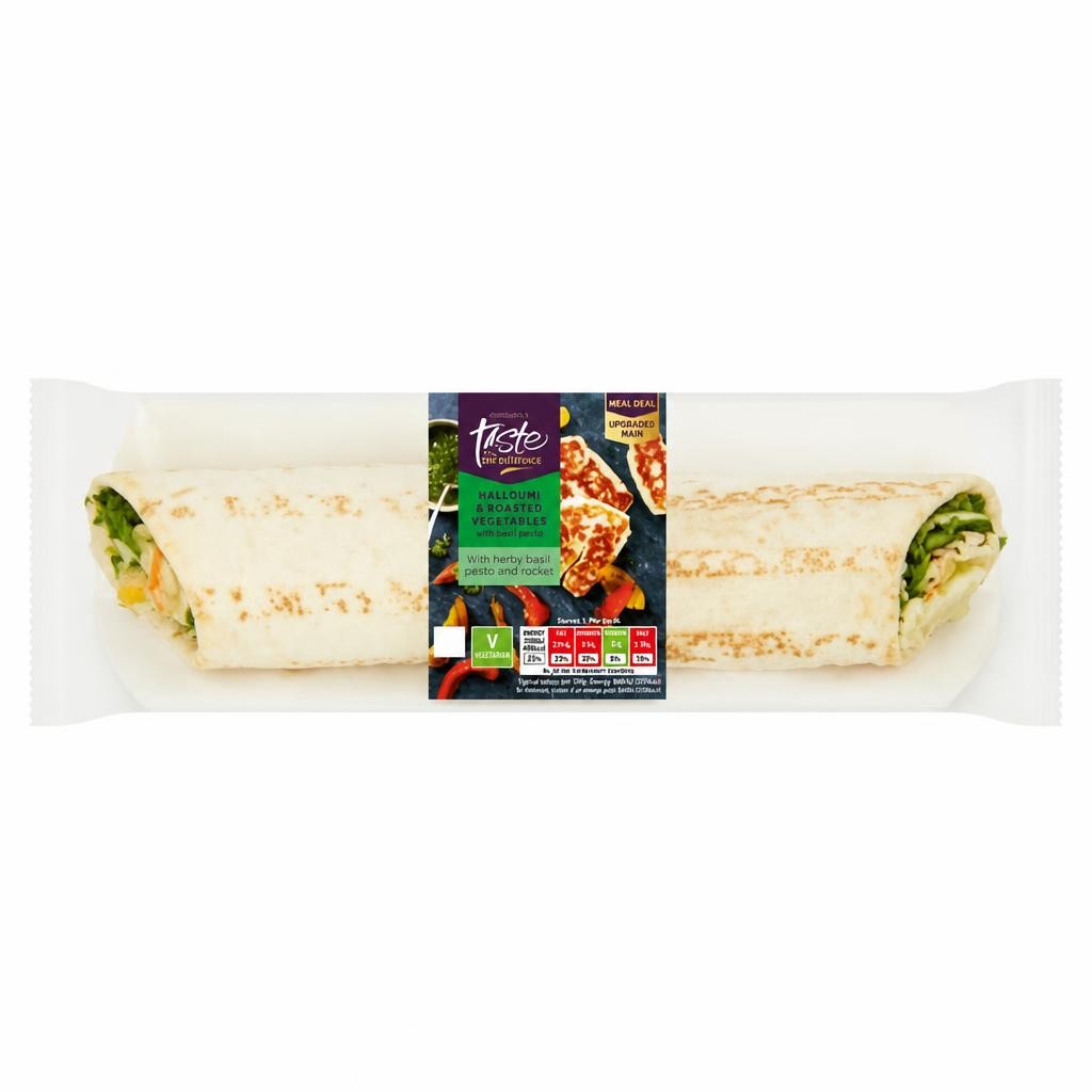 Sainsbury's Halloumi & Roast Vegetable with Basil Pesto Wrap, Taste the Difference
