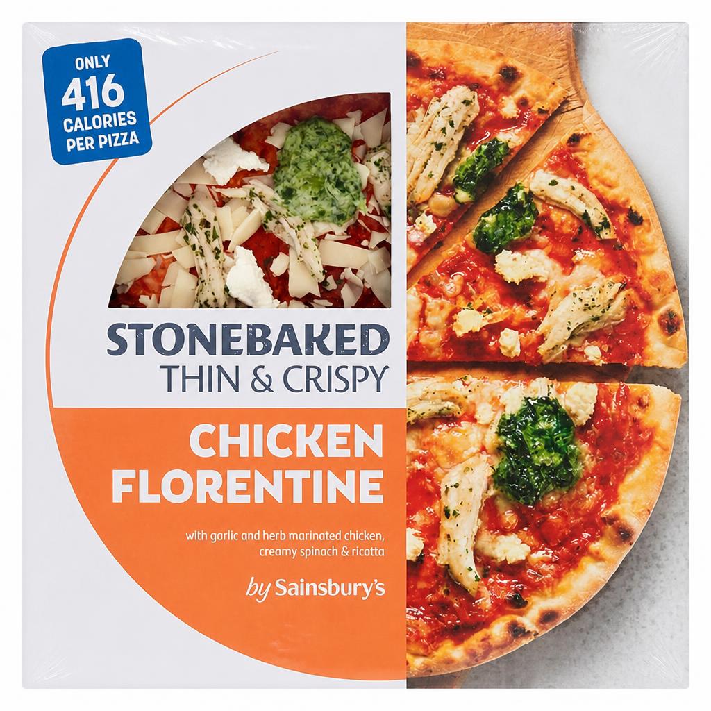 Sainsbury's Stonebaked Thin & Crispy Chicken Florentine 195g