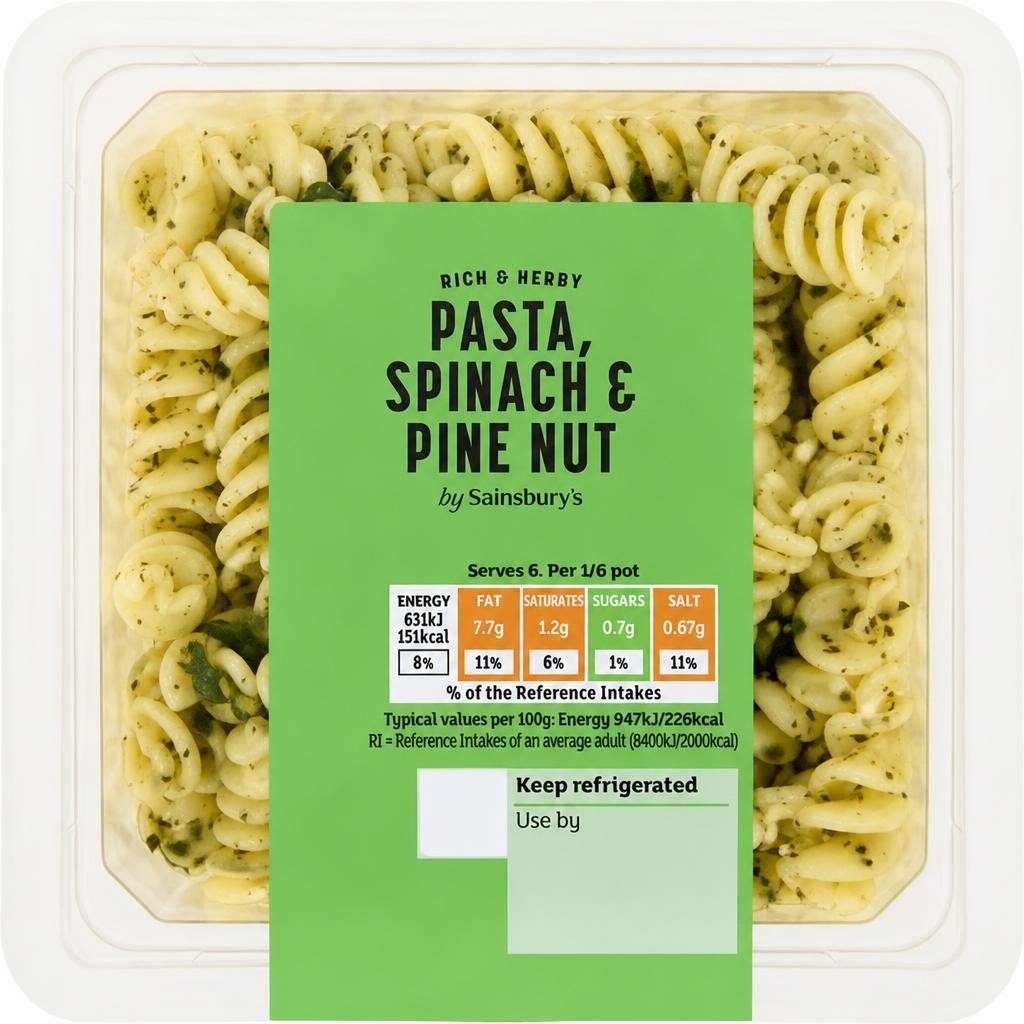 Sainsbury's Herby Pasta, Spinach & Pine Nut 400g