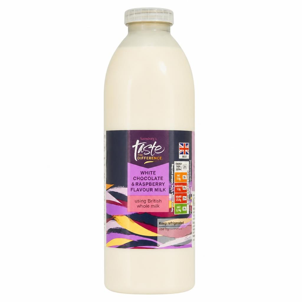 Sainsbury's White Chocolate & Raspberry Milk, Taste the Difference 750ml