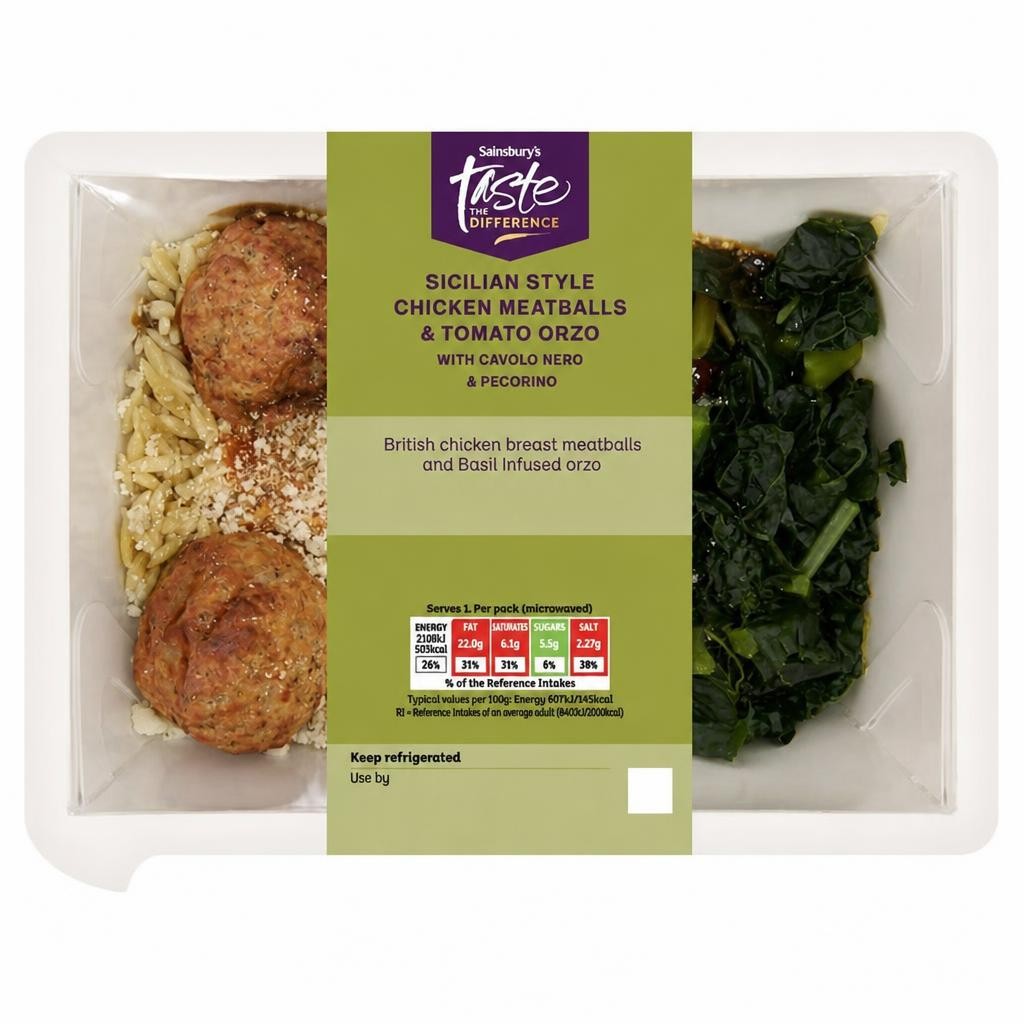 Sainsbury's Chicken Meatballs & Orzo, Taste the Difference 385g