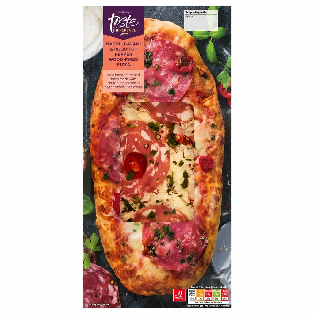 Sainsbury's Napoli Salami & Roquito Pepper Wood Fired Pizza, Taste the Difference 213g