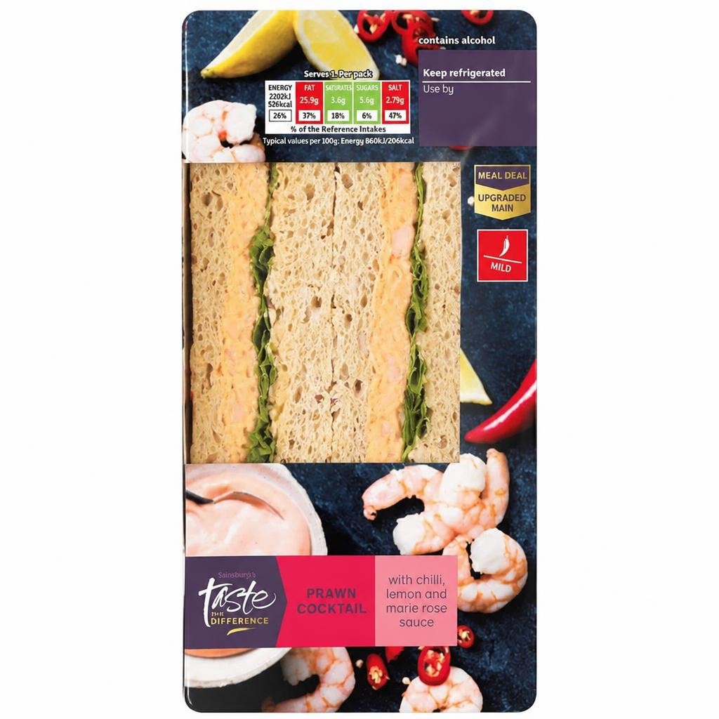 Sainsbury's Prawn Cocktail on Rye Bread Sandwich, Taste the Difference