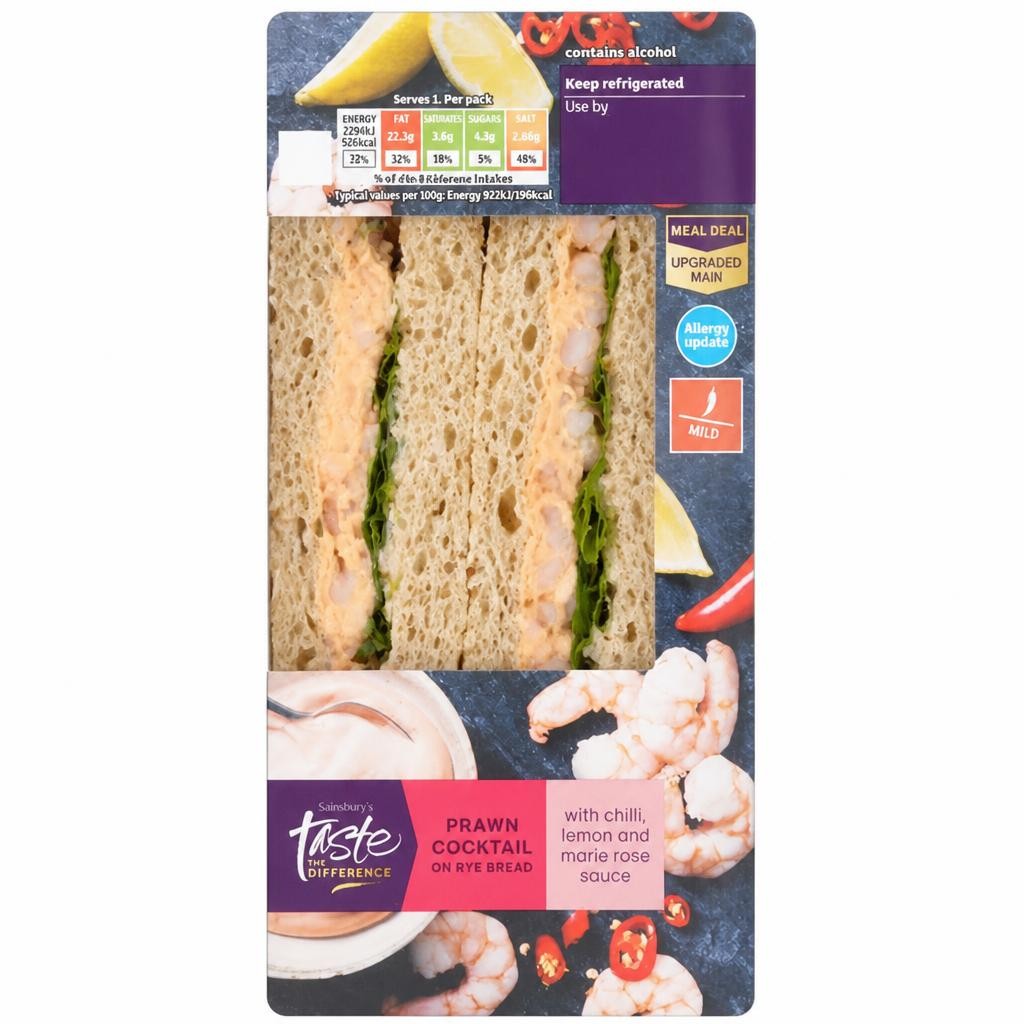 Sainsbury's Prawn Cocktail on Rye Bread Sandwich, Taste the Difference