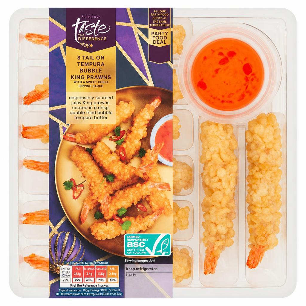 Sainsbury's Tail on Tempura Bubble King Prawns, Taste the Difference x8 190g