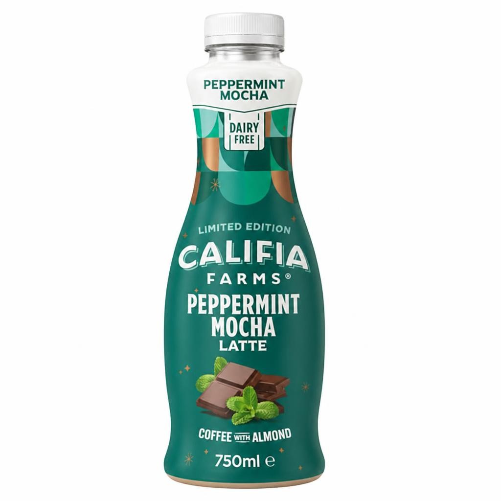 Califia Farms 750ml Peppermint Mocha Latte Coffee with Almond, Limited Edition