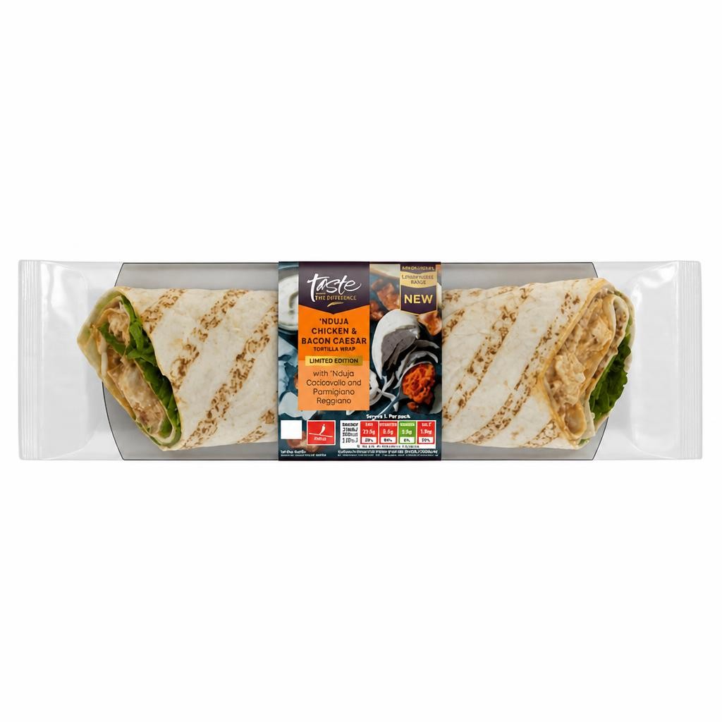 Sainsbury's Nduja Chicken & Bacon Caesar Tortilla Wrap, Limited Edition, Taste the Difference