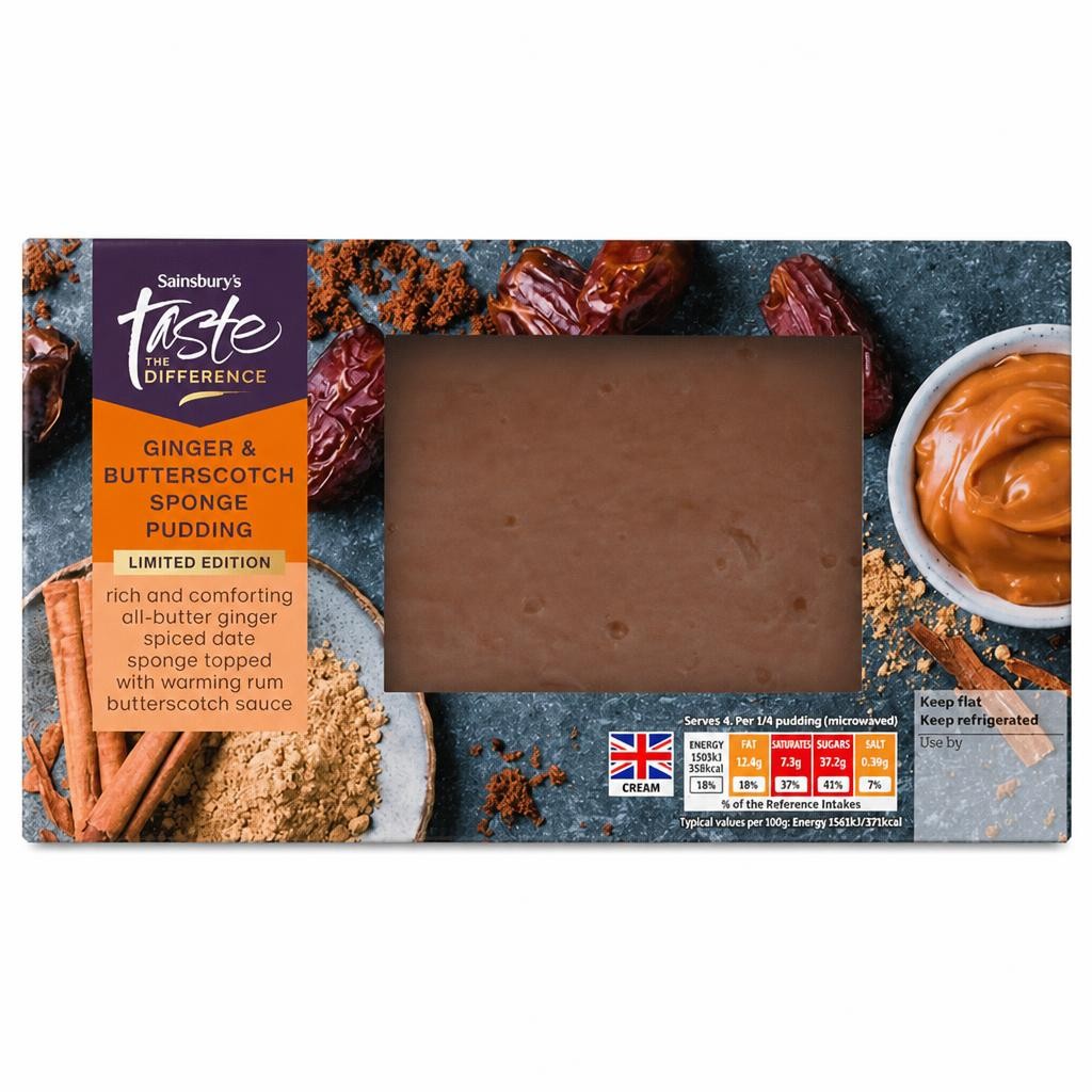 Sainsbury's Ginger & Rum Butterscotch Sponge Pudding, Taste the Difference