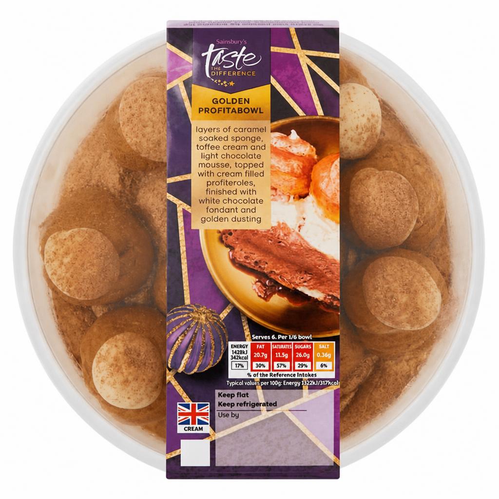 Sainsbury's Golden Profitabowl Sticky Toffee & Belgian White Chocolate, Taste the Difference 650g