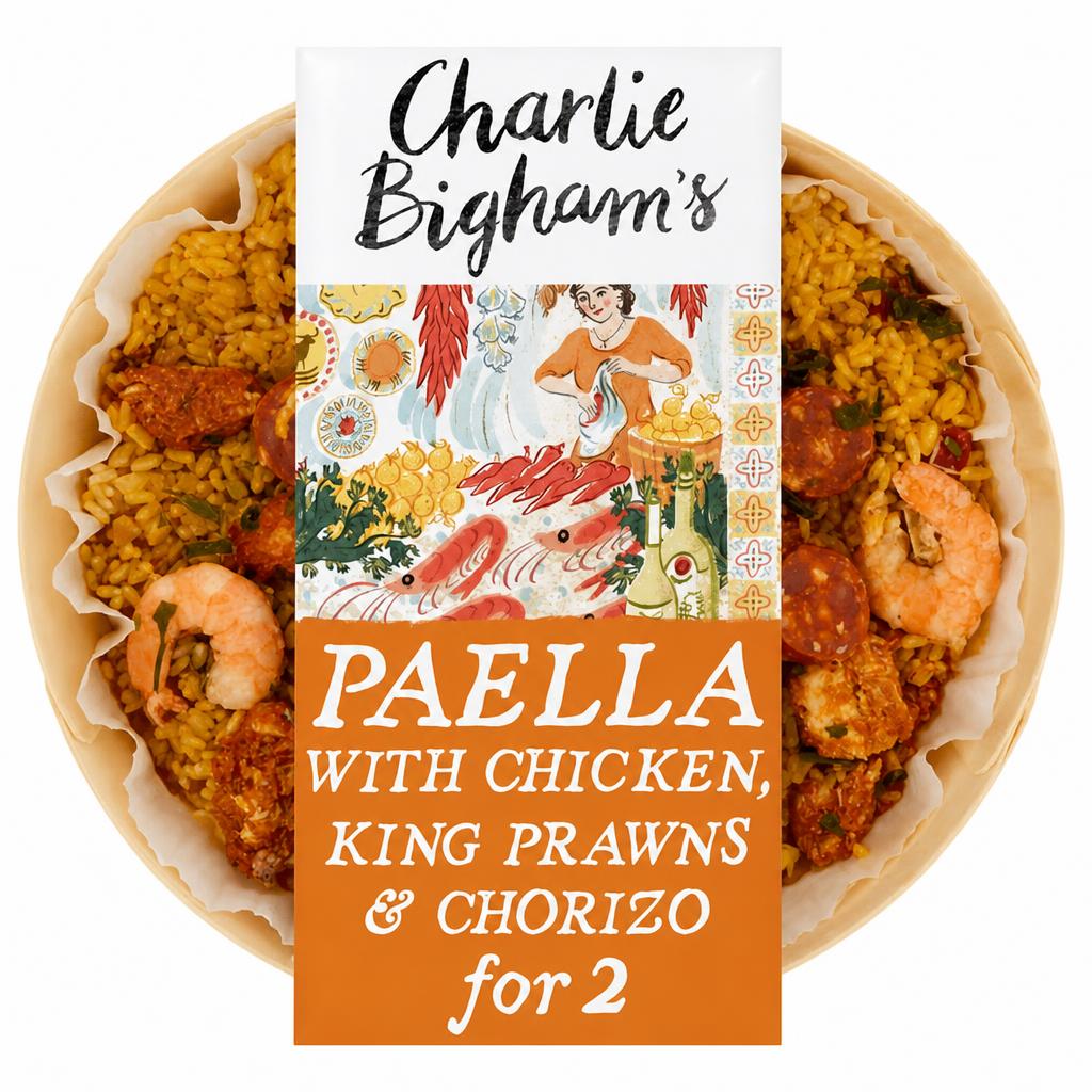 Charlie Bigham's Paella with Chicken, King Prawns & Chorizo 800g