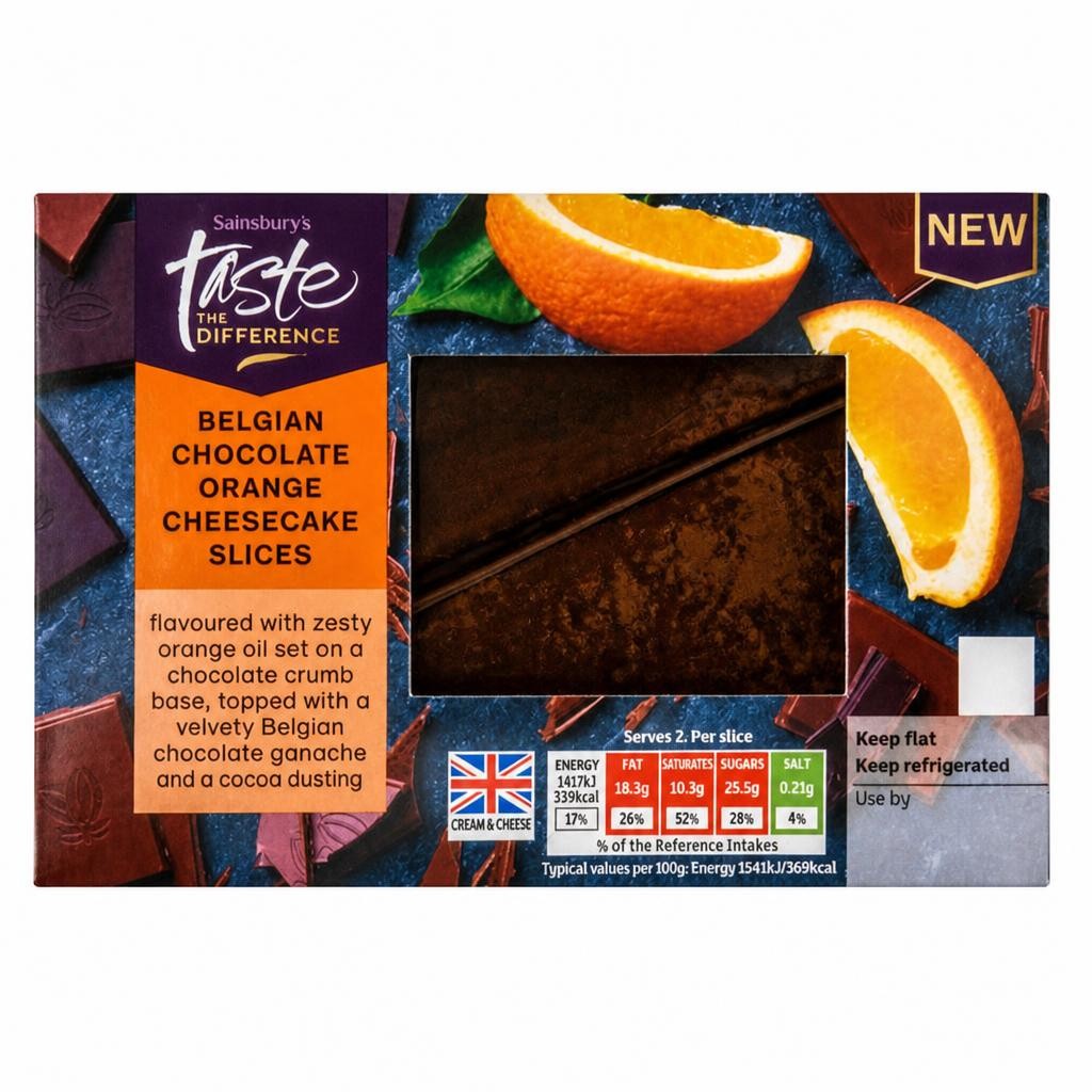 Sainsbury's Belgian Chocolate Orange Cheesecake Slices, Taste the Difference 2x92g