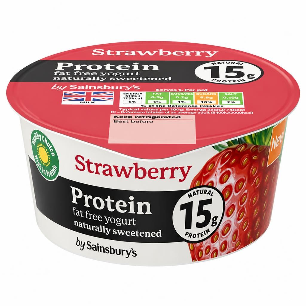 Sainsbury's Strawberry Protein Fat Free Yogurt 165g