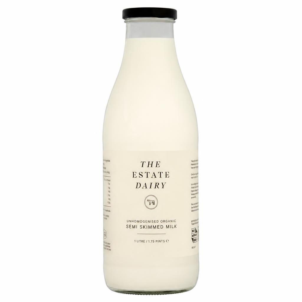 The Estate Dairy Unhomogenised Organic Semi Skimmed Milk 1L
