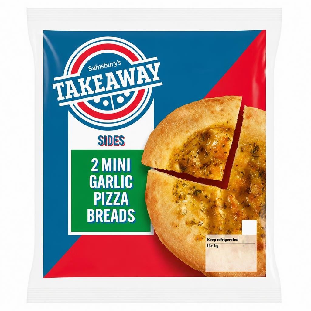 Sainsbury's Takeaway Mini Garlic Pizza Breads x2 230g