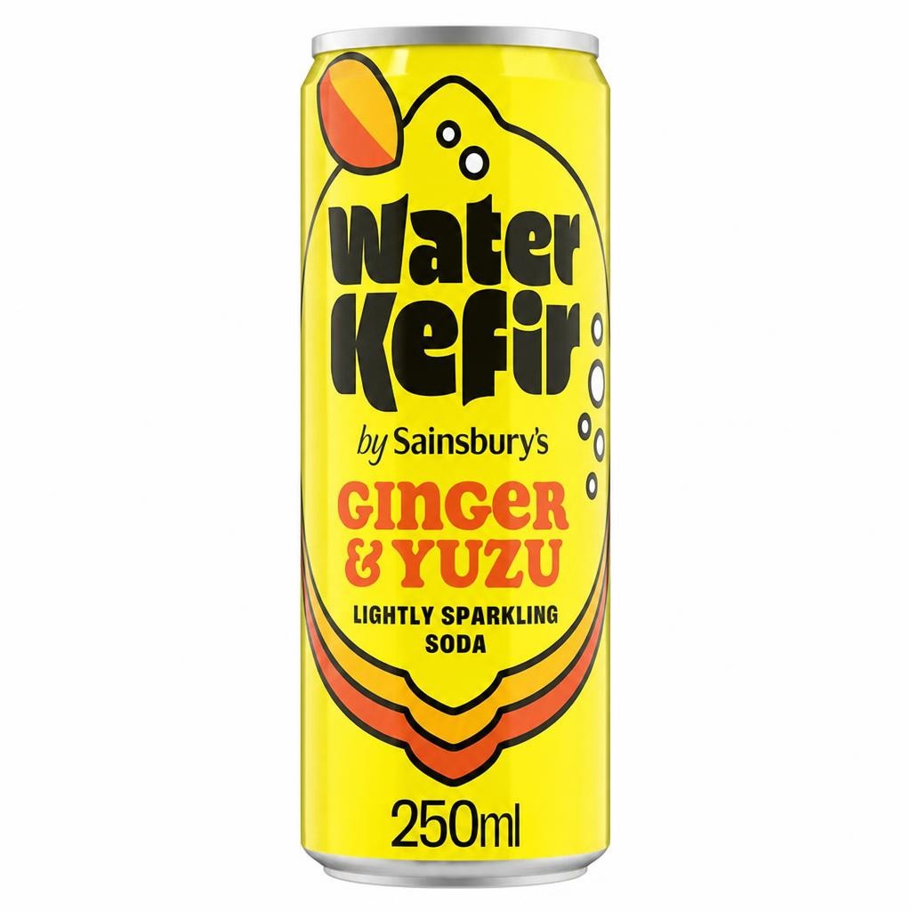 Sainsbury's Water Kefir Ginger & Yuzu Lightly Sparkling Soda 250ml