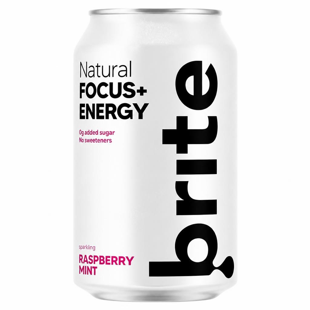 Brite Natural Focus + Energy Sparkling Raspberry Mint 330ml