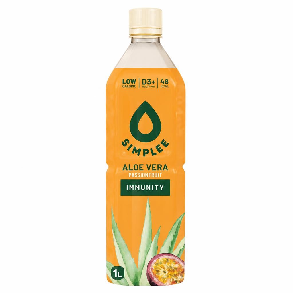 Simplee 1L Aloe Vera Immunity Wellness Drink Passionfruit