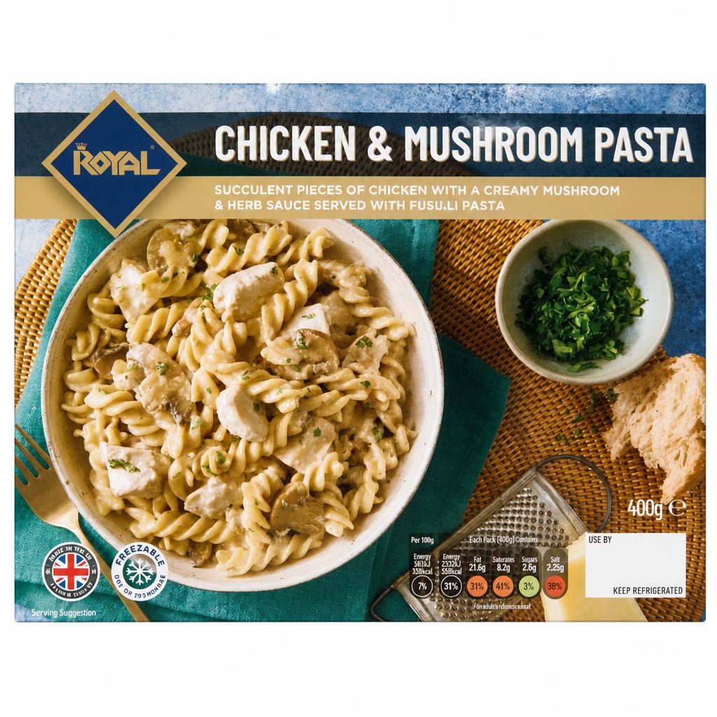 Royal Halal Chicken & Mushroom Pasta 400g