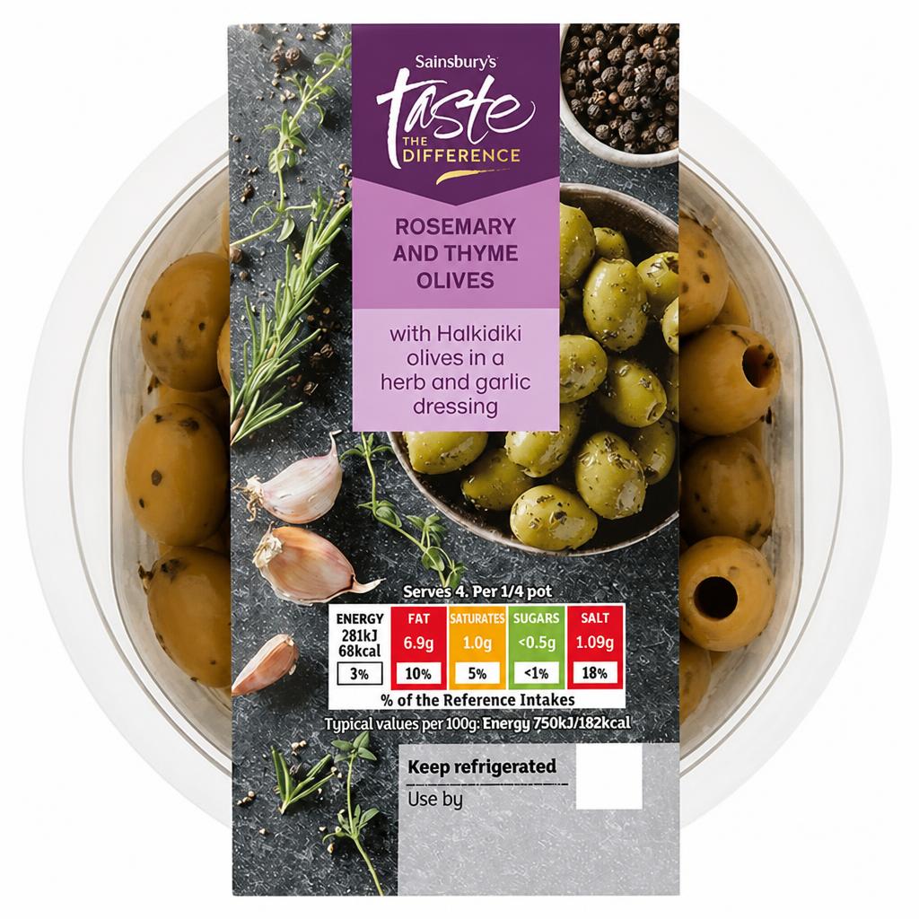 Sainsbury's Rosemary & Thyme Olives, Taste the Difference 150g