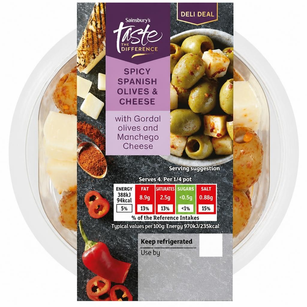 Sainsbury's Spicy Spanish Olives & Cheese, Taste the Difference 160g