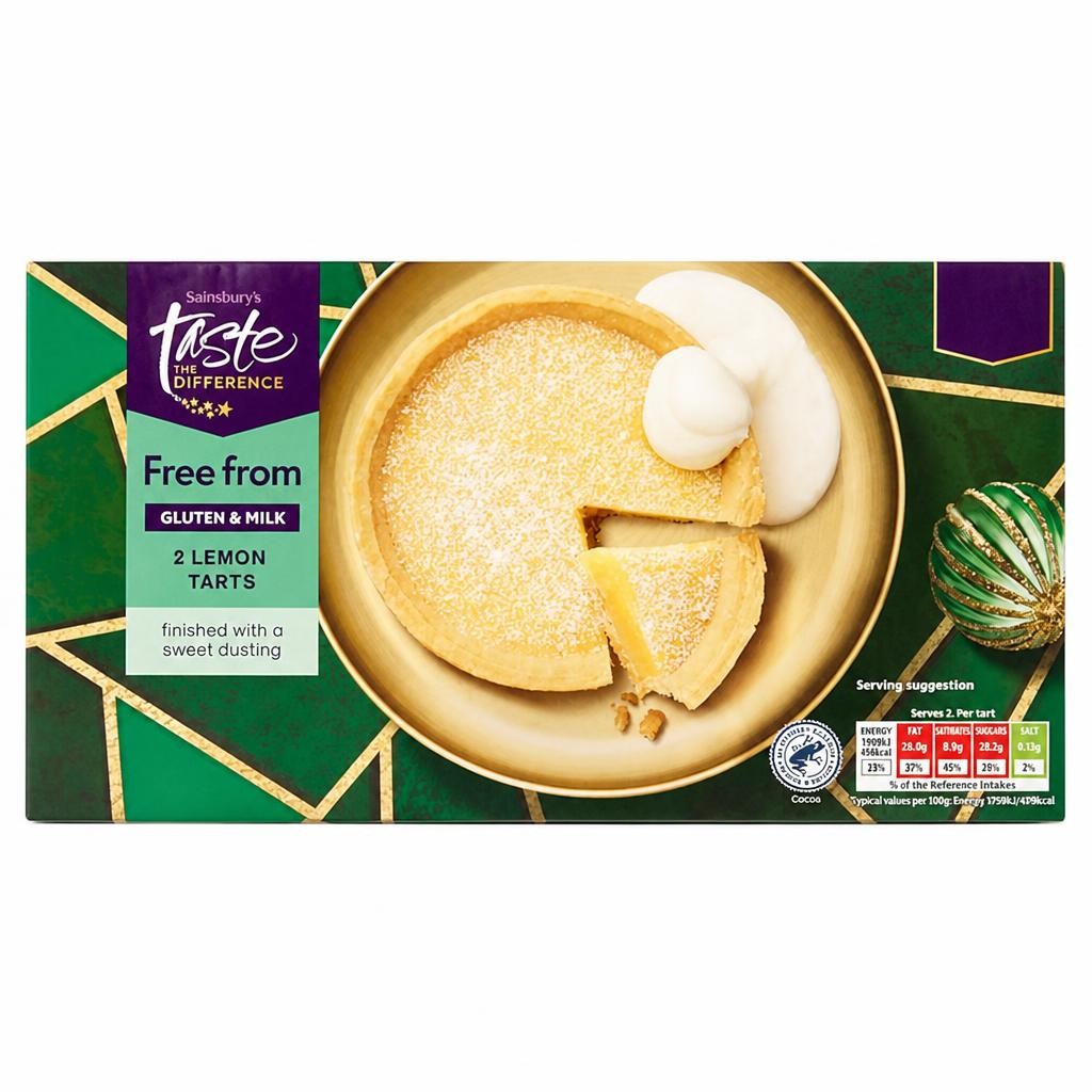 Sainsbury's 2 Free From Lemon Tarts, Taste the Difference 150g