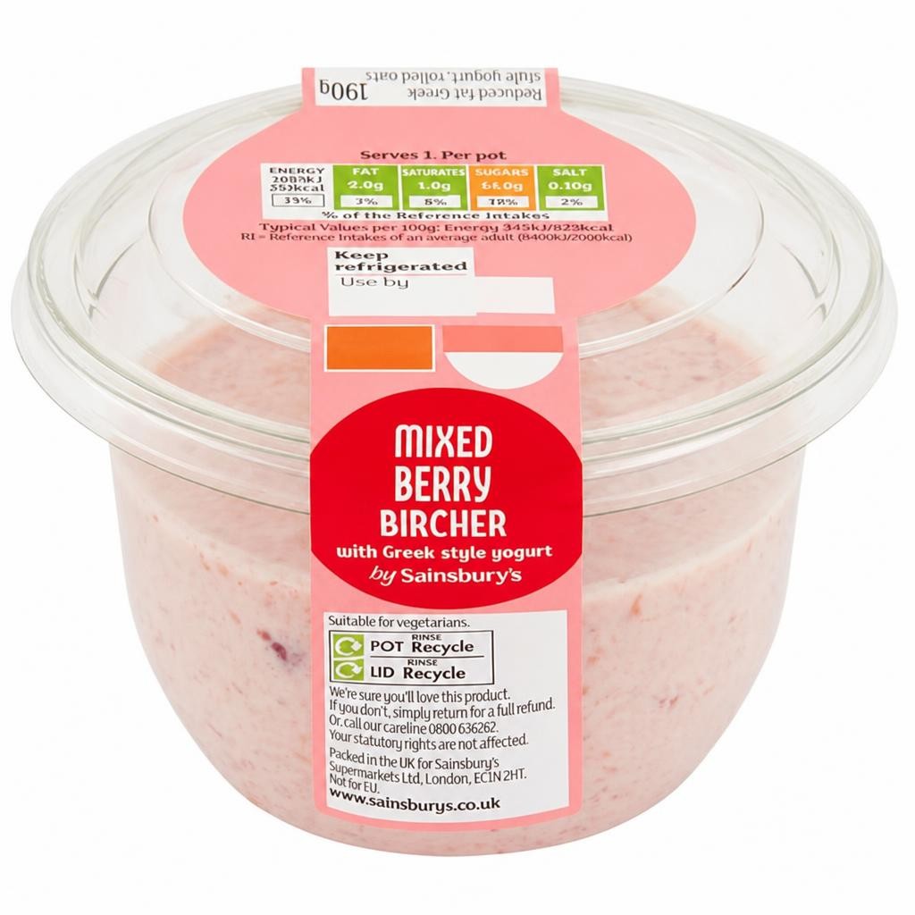 Sainsbury's Mixed Berry Bircher with Greek Style Yogurt 190g