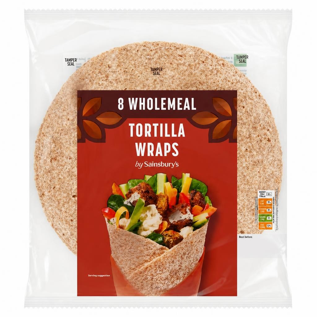 Sainsbury's Wholemeal Tortilla Wraps x8 512g