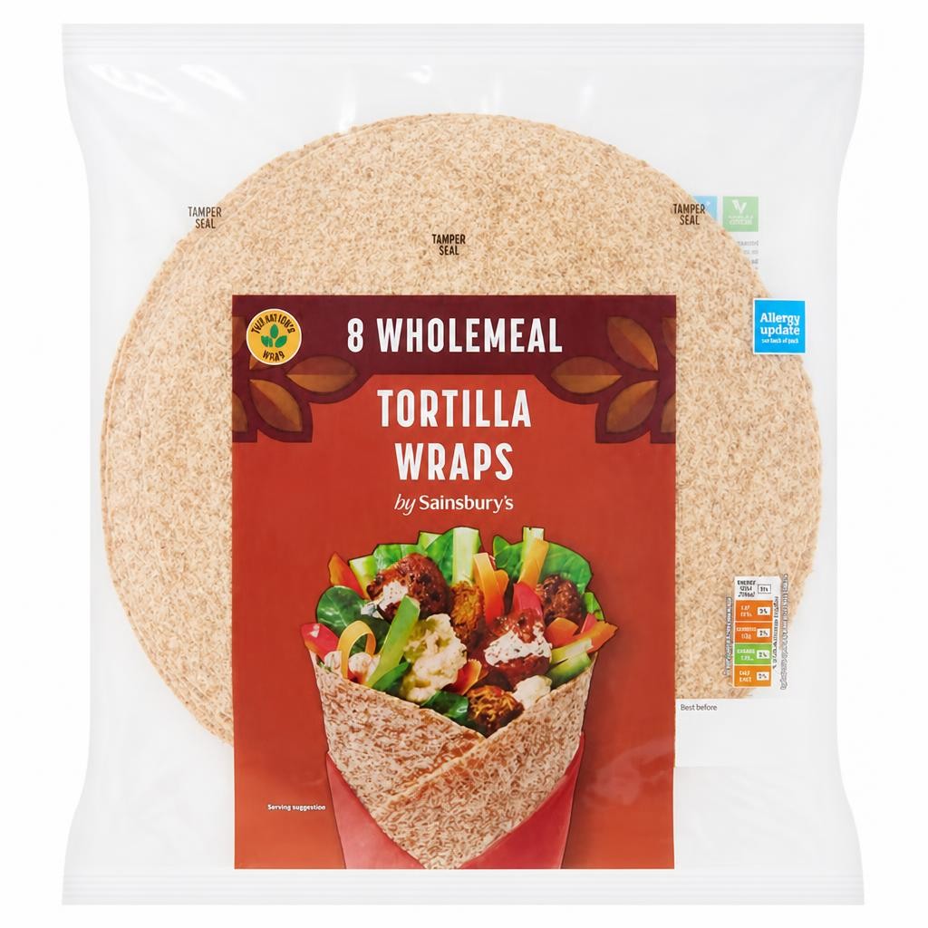 Sainsbury's Wholemeal Tortilla Wraps x8 512g