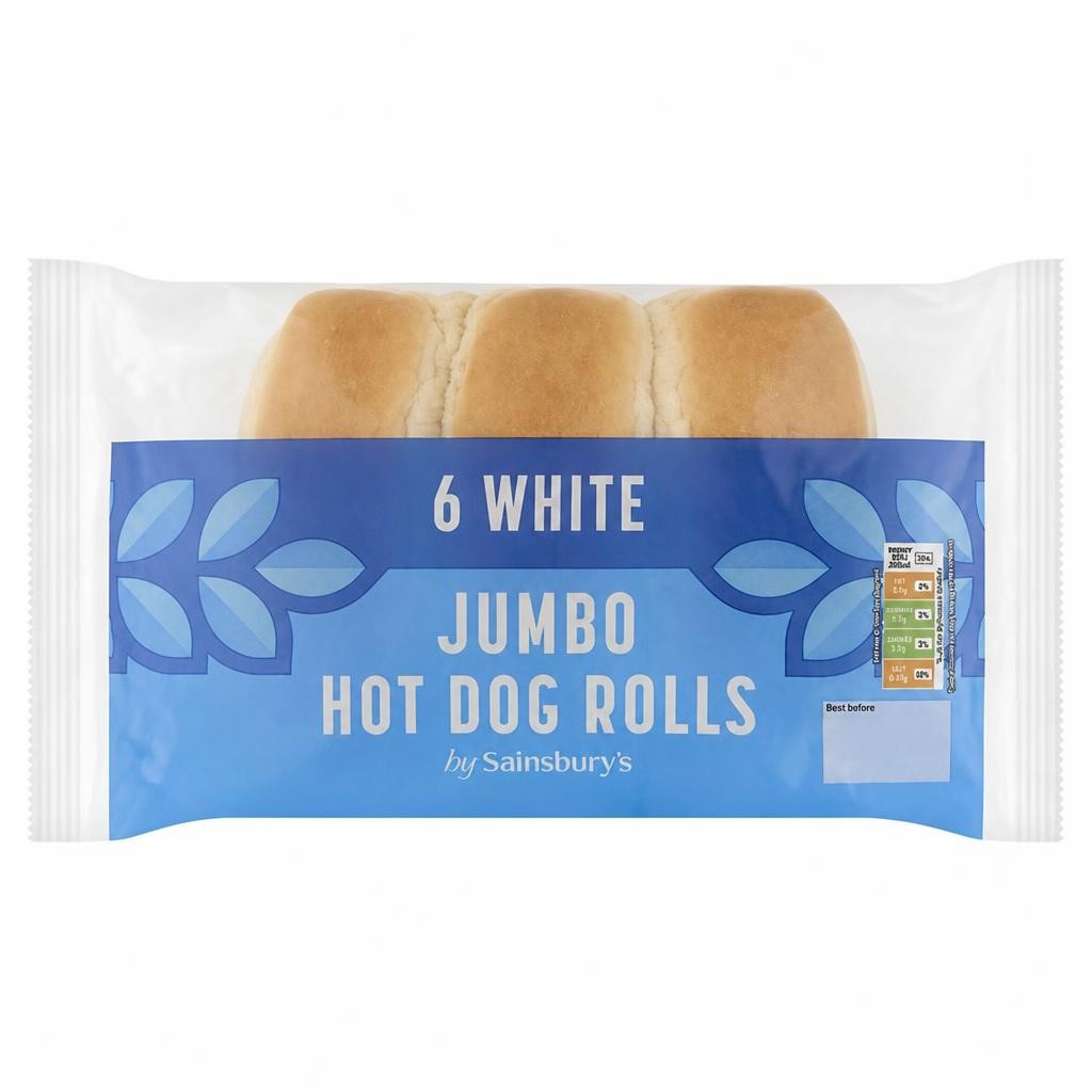 Sainsbury's White Jumbo Hot Dog Rolls x6
