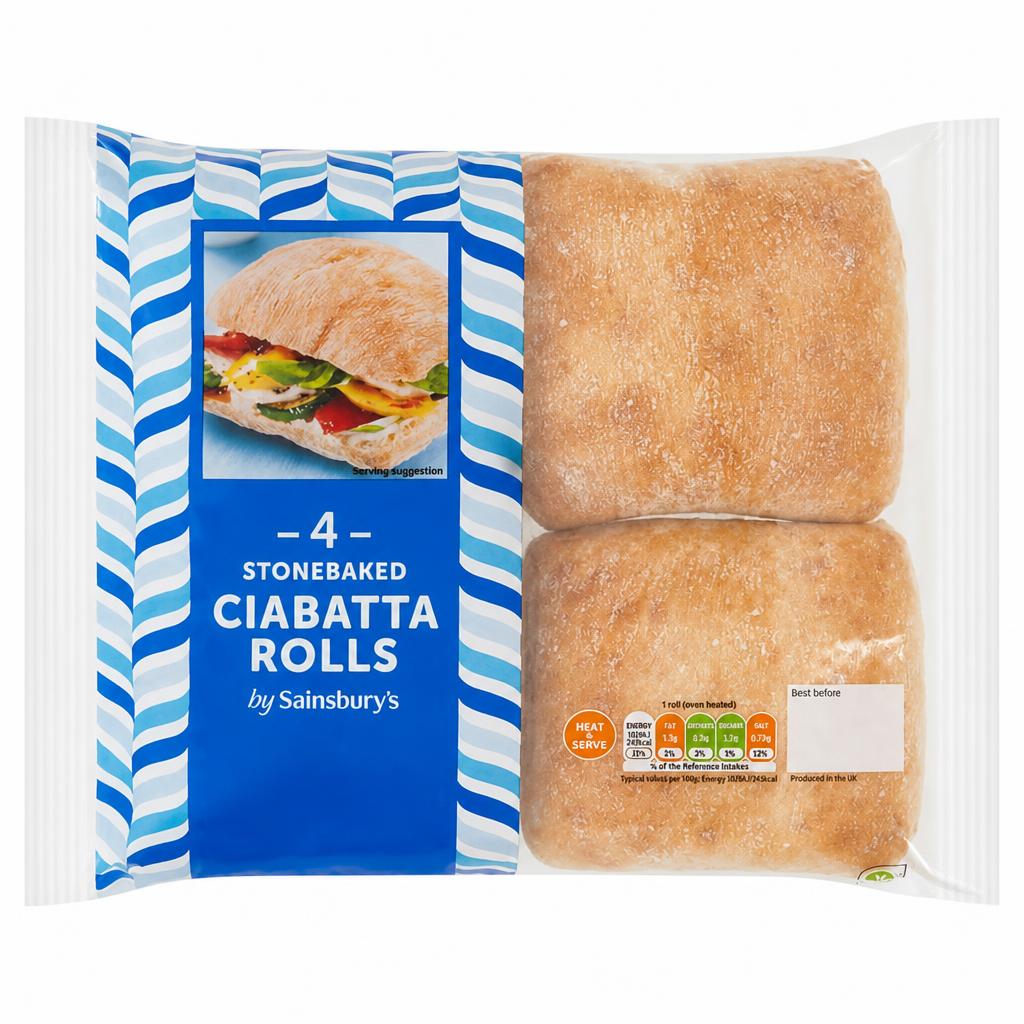 Sainsbury's Stonebaked Ciabatta Rolls x4