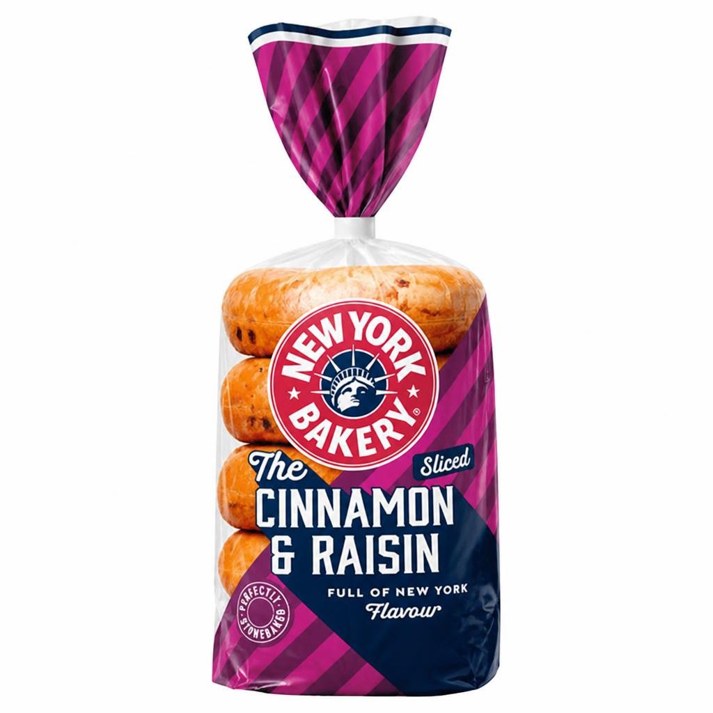New York Bakery Co. Bagels, Cinnamon & Raisin x5
