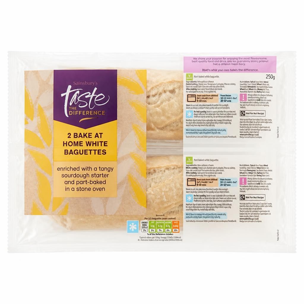 Sainsbury's Bake at Home Stonebaked White Baguettes, Taste the Difference x2 250g