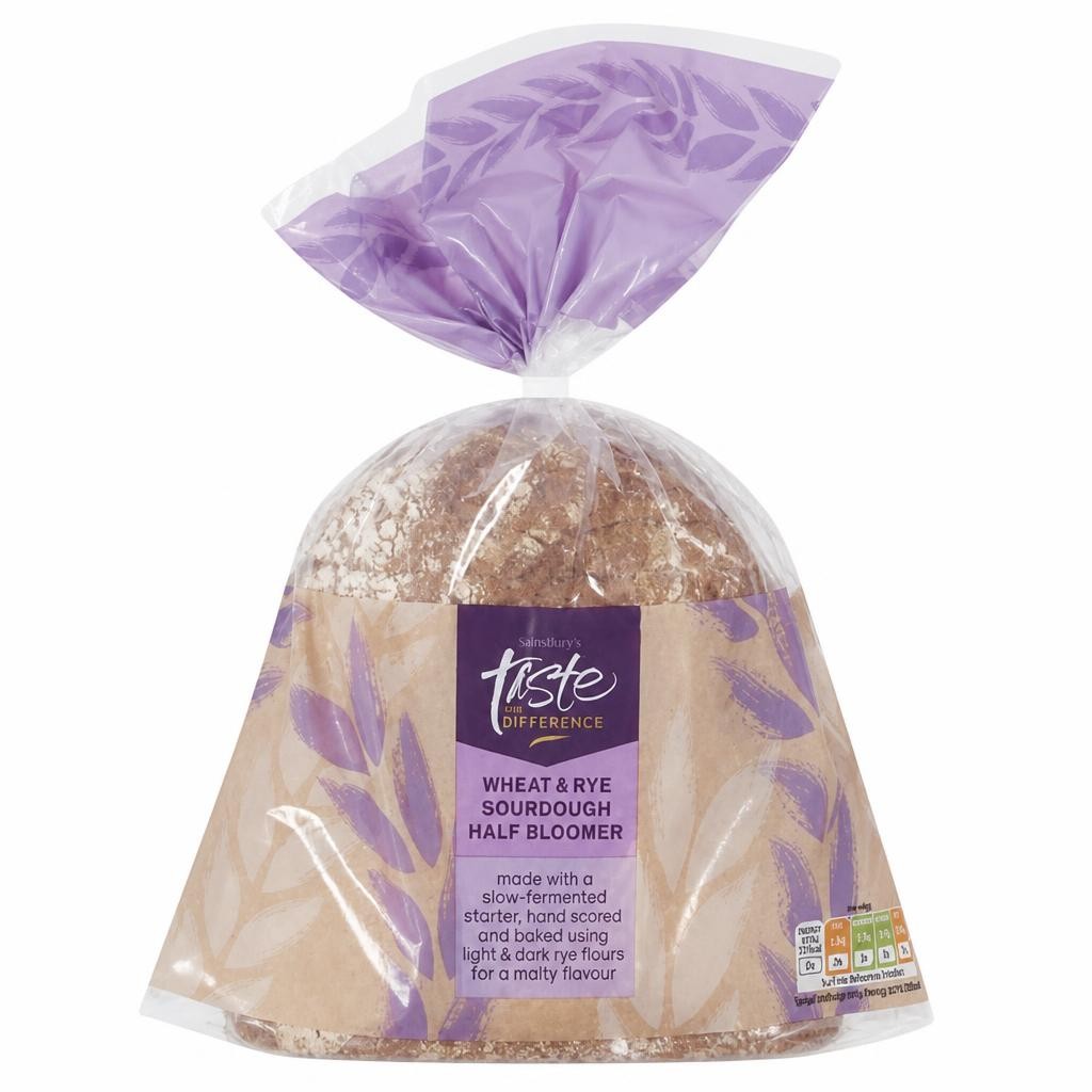 Sainsbury's Wheat & Rye Sourdough Half Bloomer Bread, Taste the Difference 400g