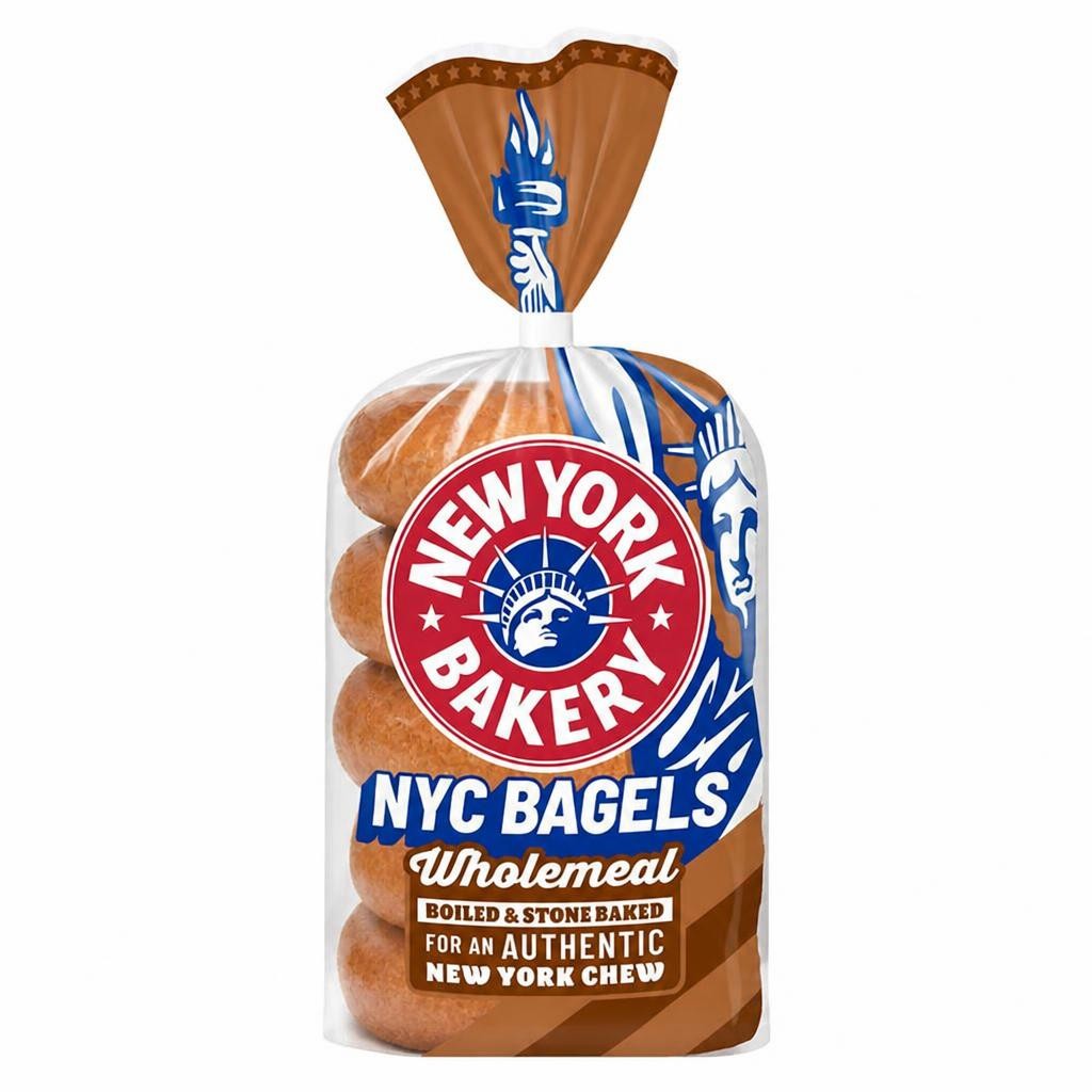 New York Bakery Co. Bagels, Wholemeal x5
