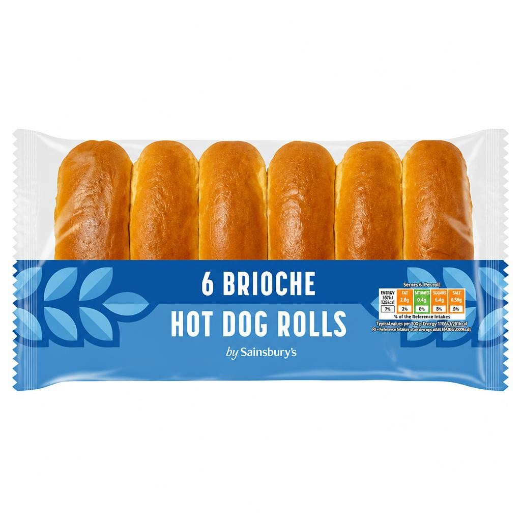 Sainsbury's Brioche Hot Dog Rolls x6