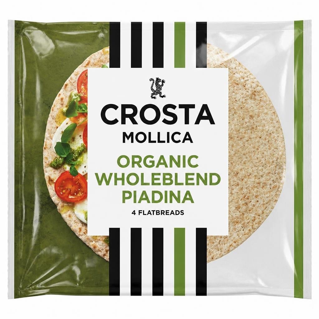 Crosta & Mollica Piadina Organic Wholeblend Italian Flatbreads Wraps x4 300g