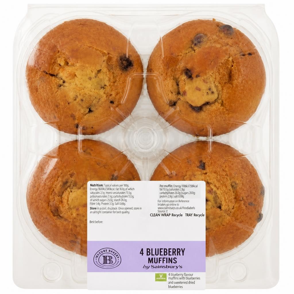 Sainsbury's Blueberry Muffins x4